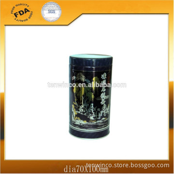 round tea tin can with inner plug lids